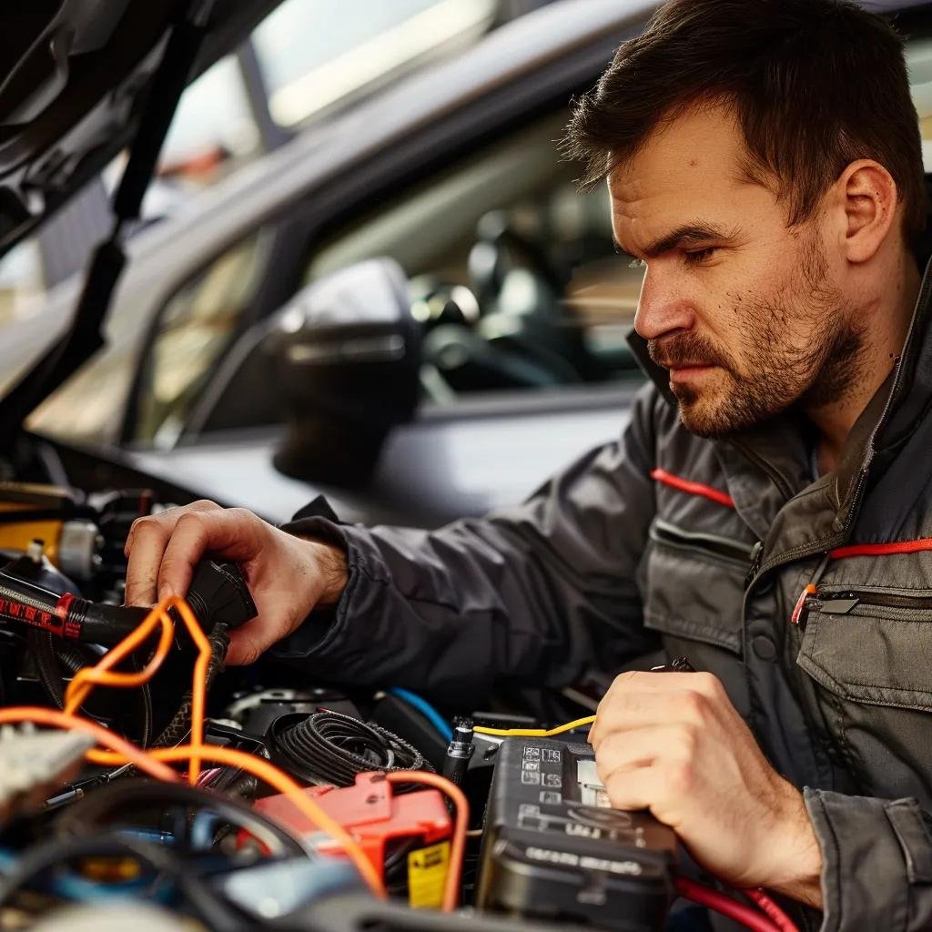 Auto electrician diagnosing vehicle electrical system in Luton